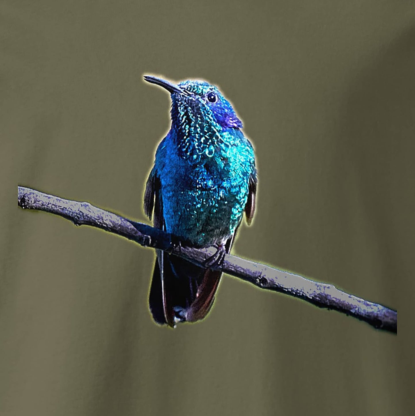 bedrucktes T-Shirt für Herren mit einem Kolibri als Fotodruck im Detail