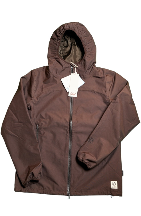 Vollansicht einer Outdoor Rainshell Jacket aus Sympatex in der Farbe Braun
