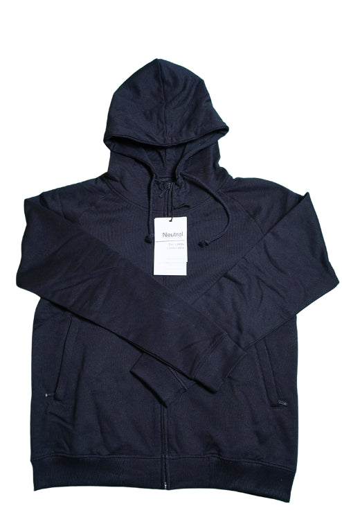 Vollansicht eines Hoodies (Kapuzenjacke) in der Farbe Navy (Dunkelblau)