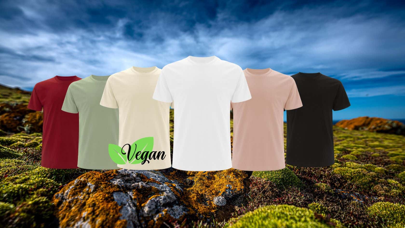 verschieden farbige vegane T-Shirts für Männer und Frauen