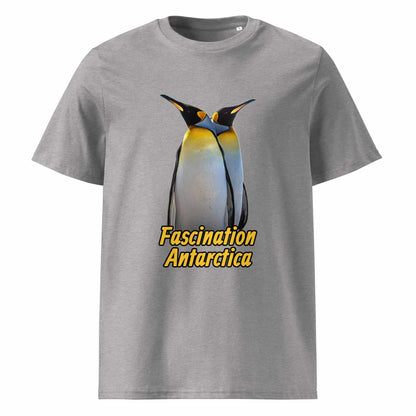 Frontansicht eines Herren T-Shirts mit Fotodruck zweier King Penguins - in der Farbe Heather Grey Grau