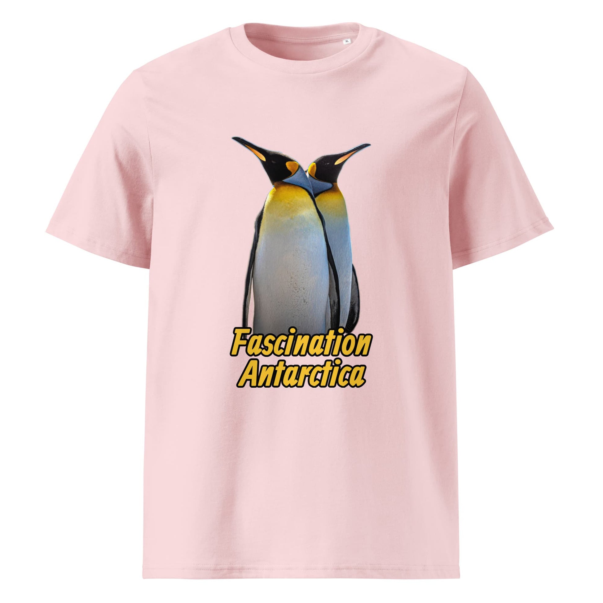 Frontansicht eines Herren T-Shirts mit Fotodruck zweier King Penguins - in der Farbe Cotton Pink Rosa