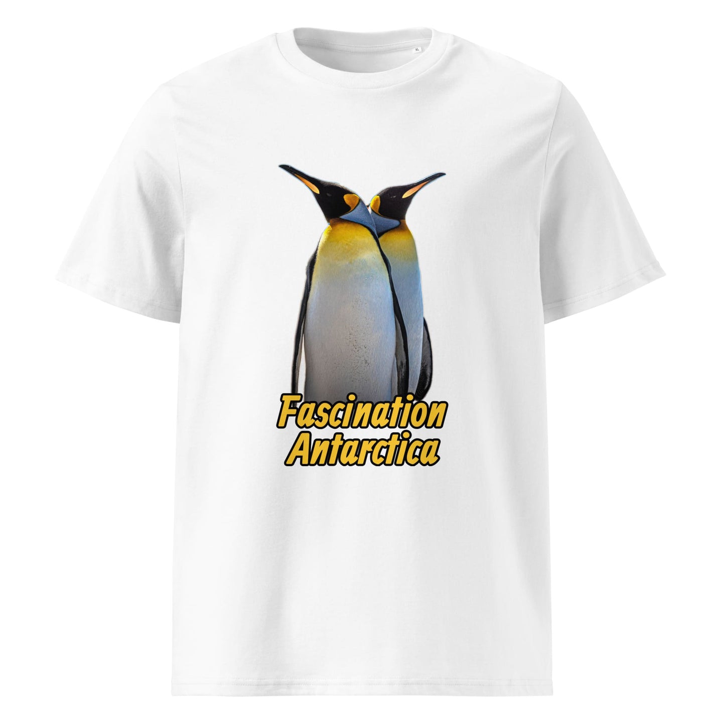 Frontansicht eines Herren T-Shirts mit Fotodruck zweier King Penguins - in der Farbe White Weiss