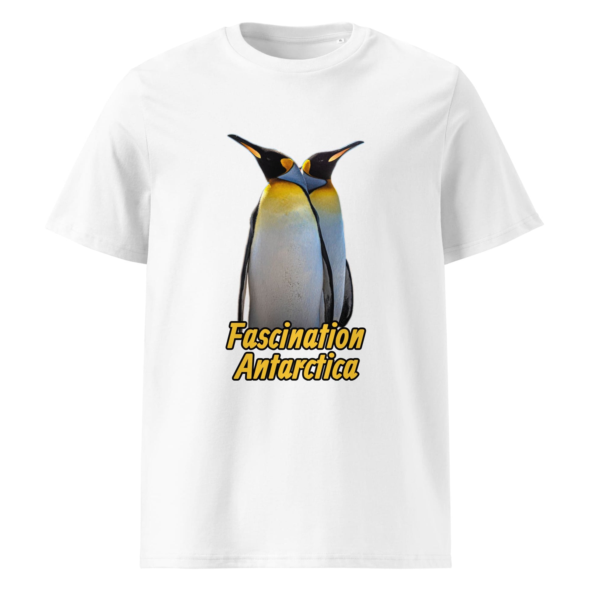 Frontansicht eines Herren T-Shirts mit Fotodruck zweier King Penguins - in der Farbe White Weiss