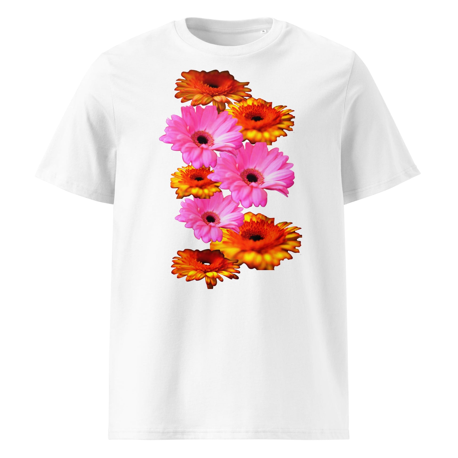 stylische T-Shirts für Männer mit einem bunten Blütenfoto als Print
